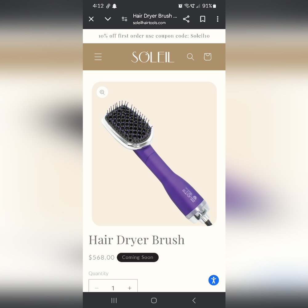 Purple Hair Dryer Brush - No Box